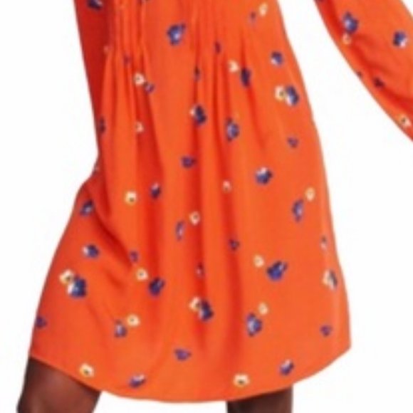 Old Navy Orange Floral Print Long Sleeve V Neck L - Picture 5 of 7